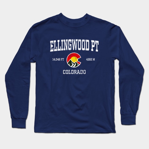 Ellingwood Point Colorado 14ers Vintage Athletic Mountains Long Sleeve T-Shirt by TGKelly